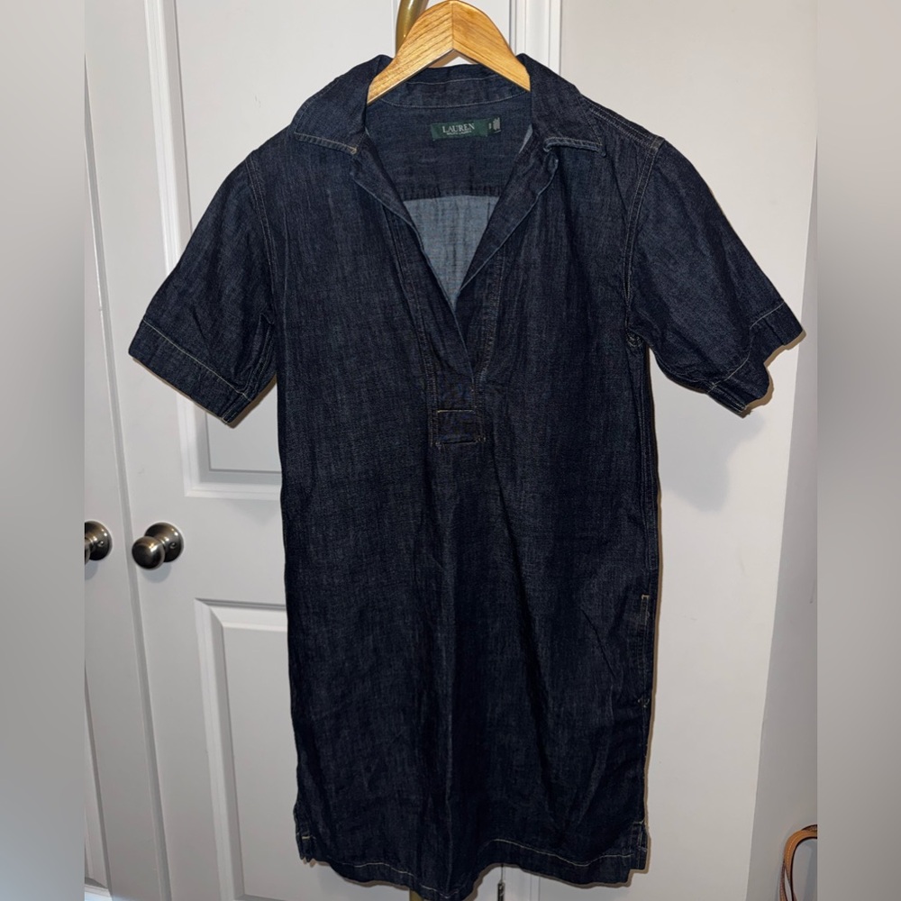 Ralph Lauren Dark Indigo Denim Short Sleeve Shirt Dress
